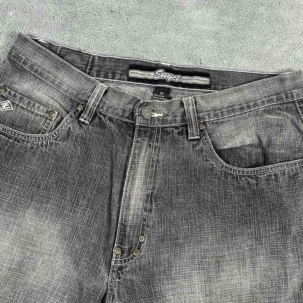 Vintage Enyce Men Jean Shorts 34 Black Baggy Streetwear Hip Hop Skater Y2K Denim